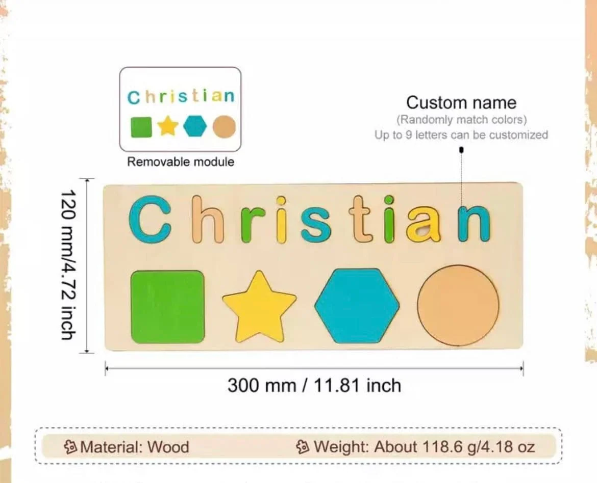 Wooden Name Puzzle Toy  - personalised Montessori gift