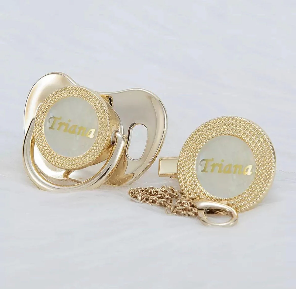 Personalized Dummy, Personalized Pacifier,  Gold & Pearl Custom Pacifier Personalized, Rose Gold Pacifier, Dummy bling, Baby bling personal