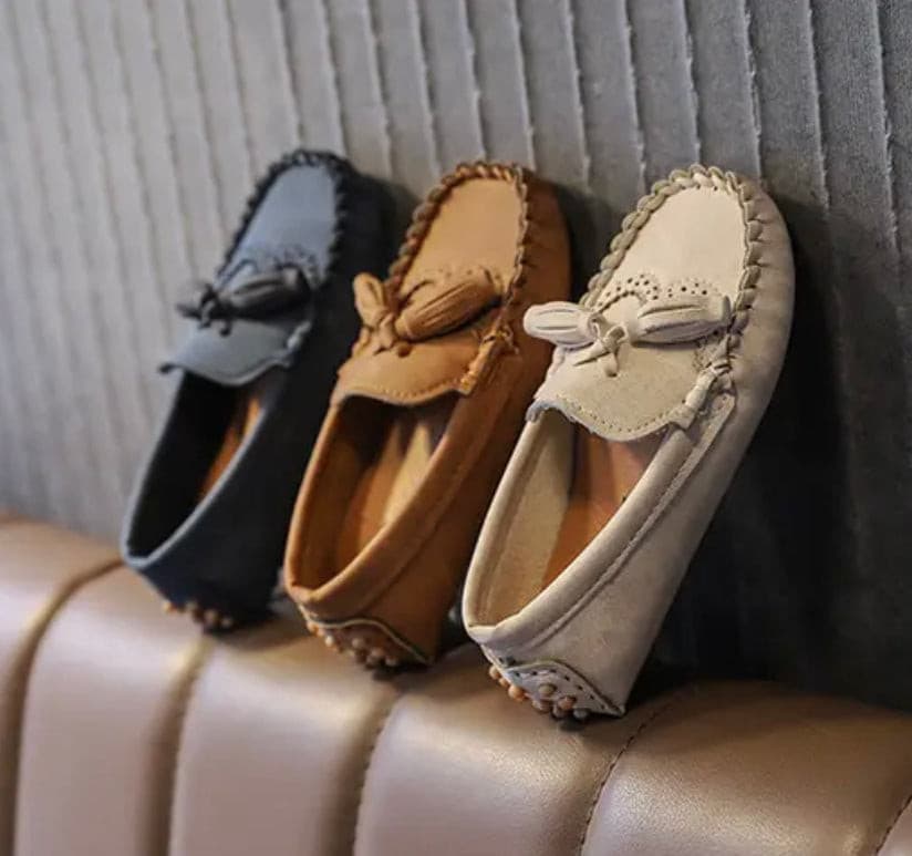 Boys Tassel Loafers - Genuine Leather , Beige
