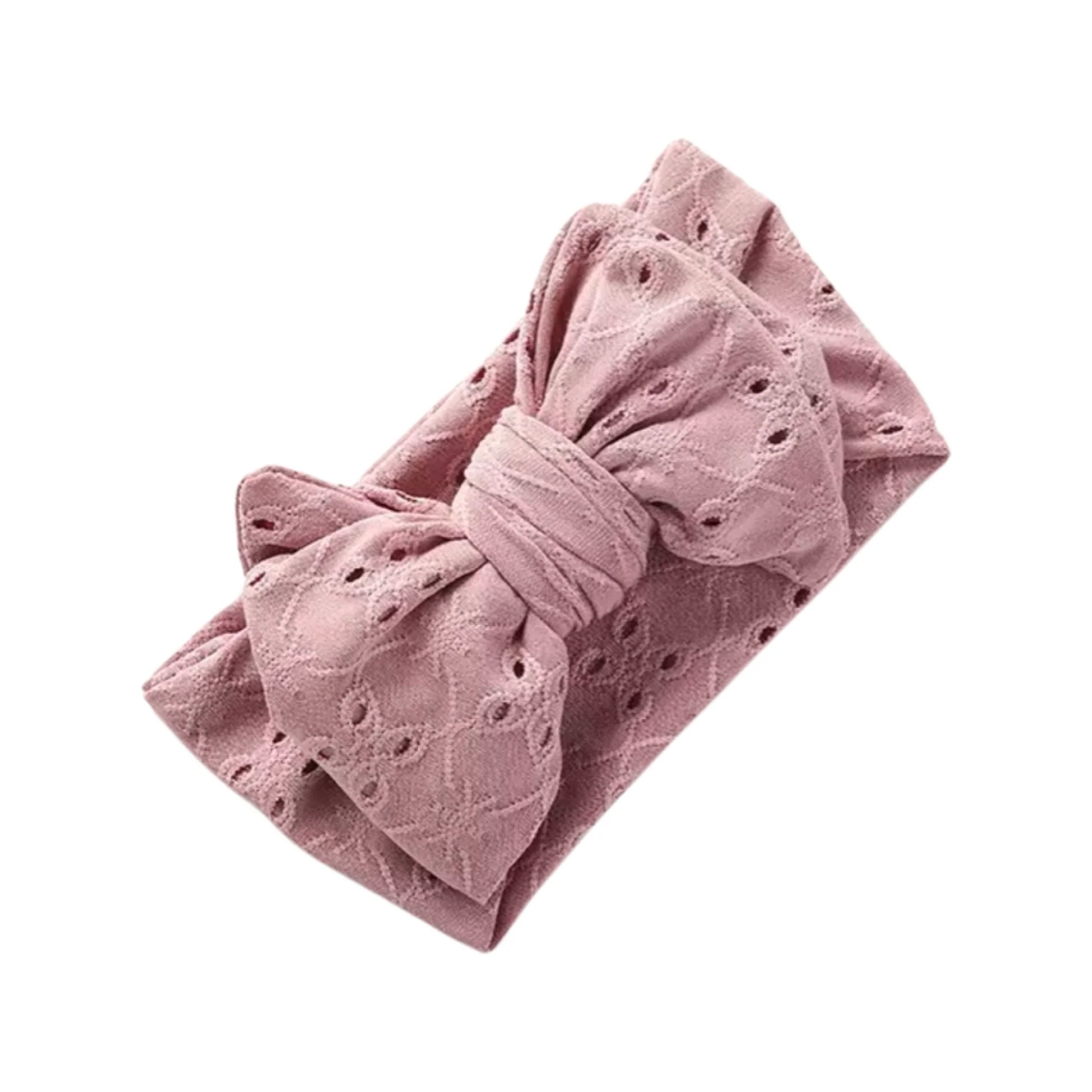 Baby Top Knot Double Bow Headband �?Dusty Pink
