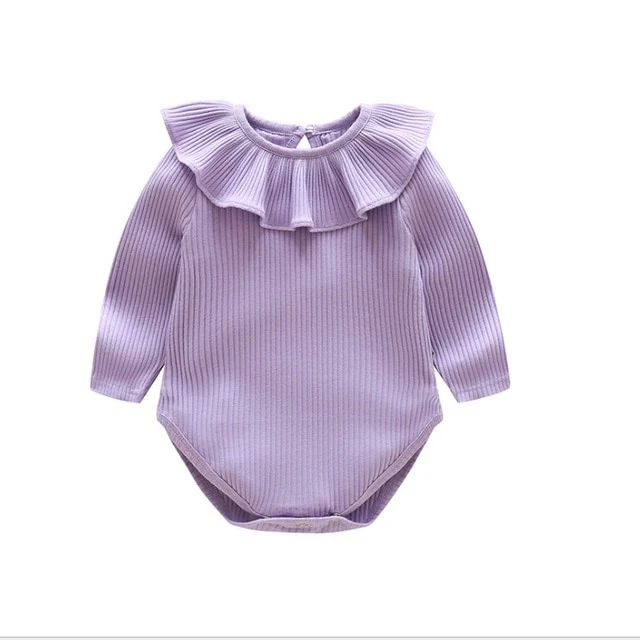 Callie - Girls Cotton Ribbed Ruffle Romper