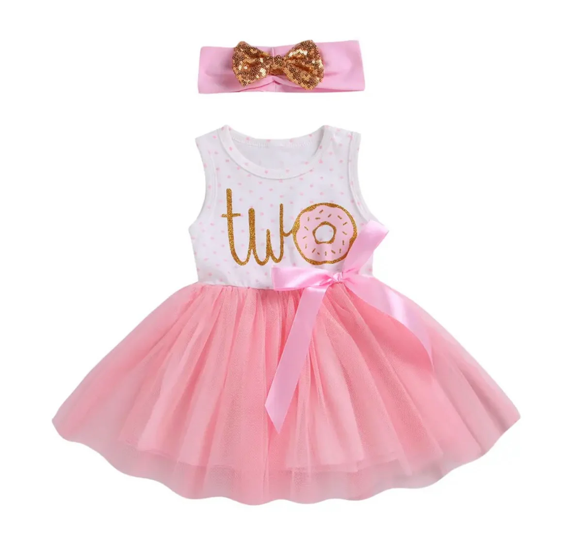 Baby Girl Donut & Polka Dot - Second Birthday Tutu Dress Outfit