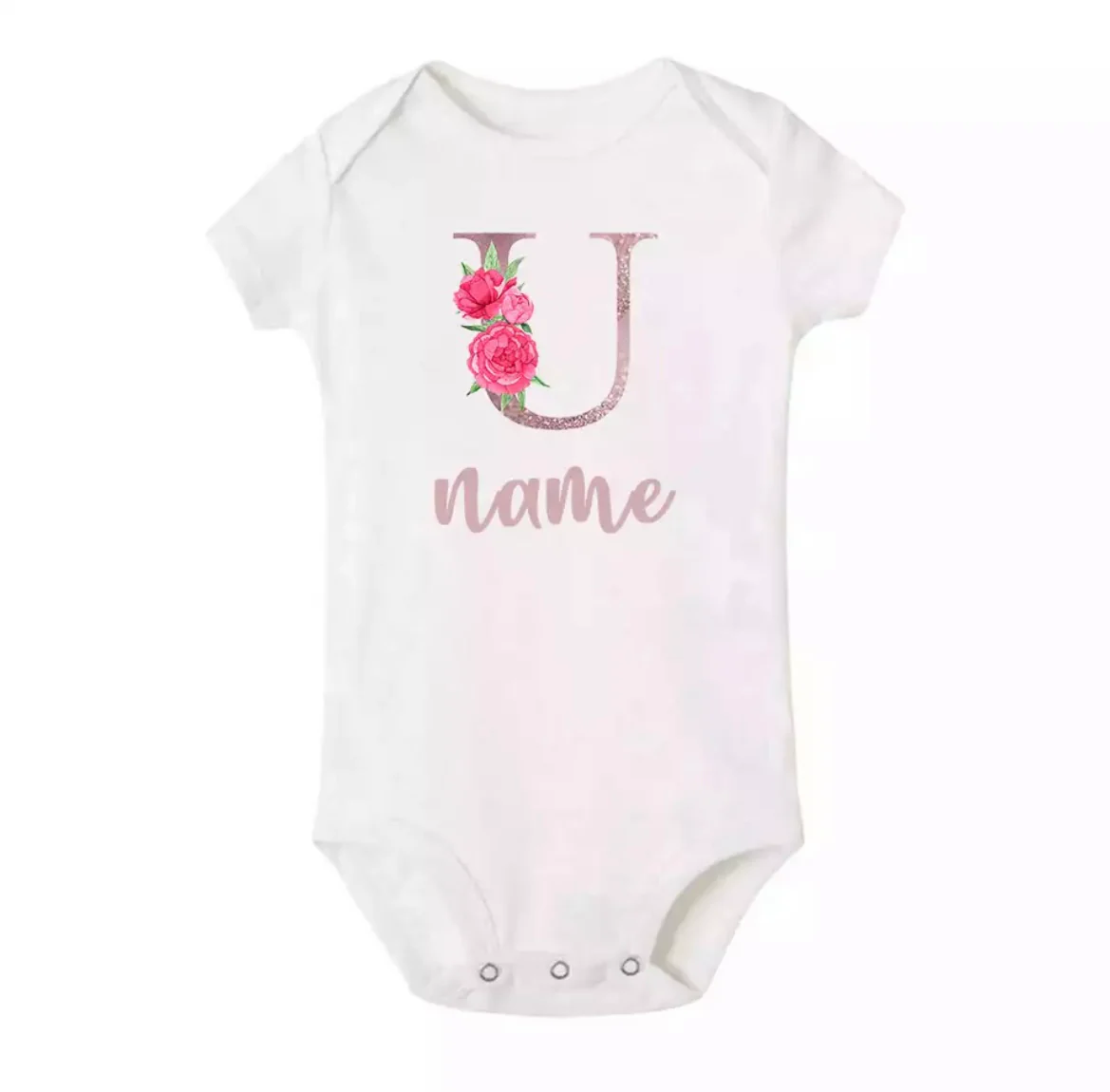 Personalised Baby Onesie - Pretty Pink LETTER + NAME