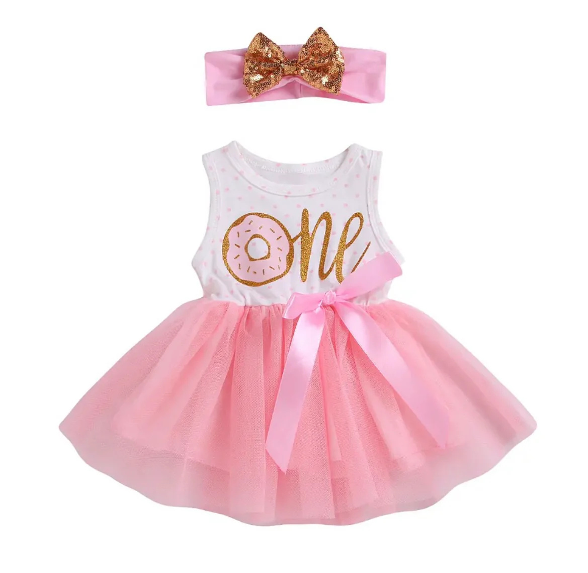 Baby Girl Donut Print 1st Birthday, First Birthday Tutu Dress Outfitn