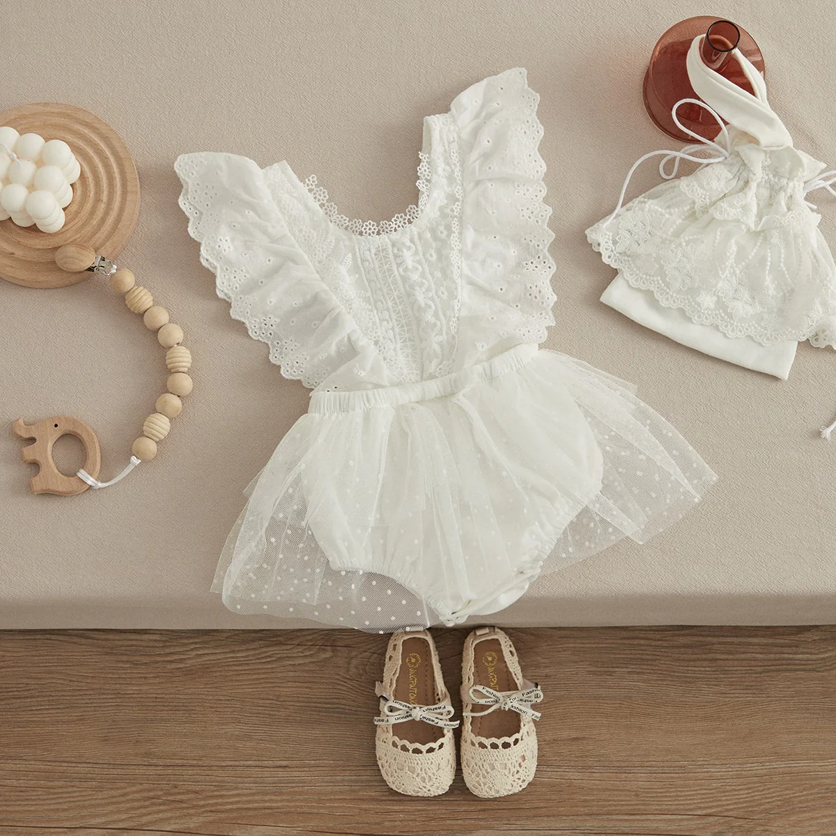 Mara - Baby Girl Tulle & Lace Dress Romper
