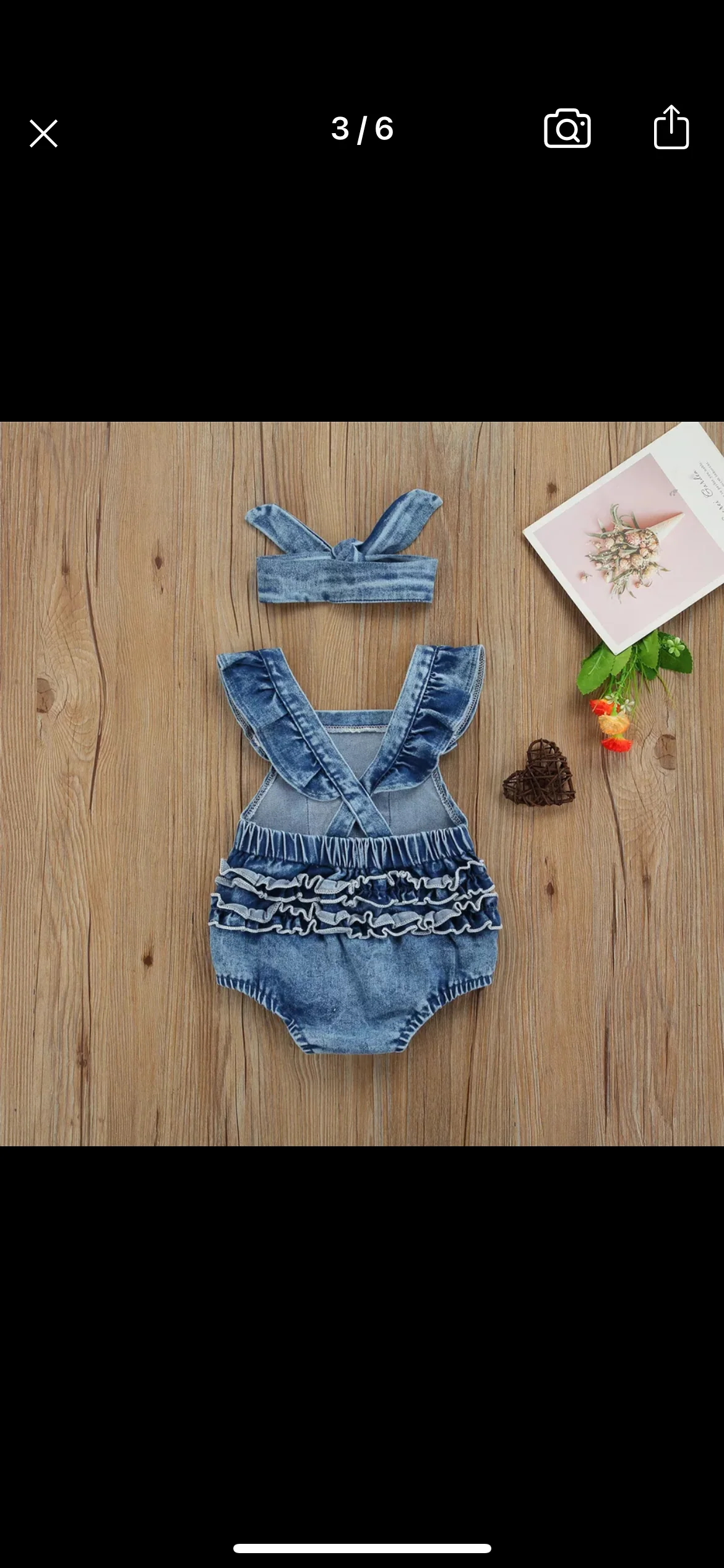 Denim Rainbow Ruffles Romper with Headband