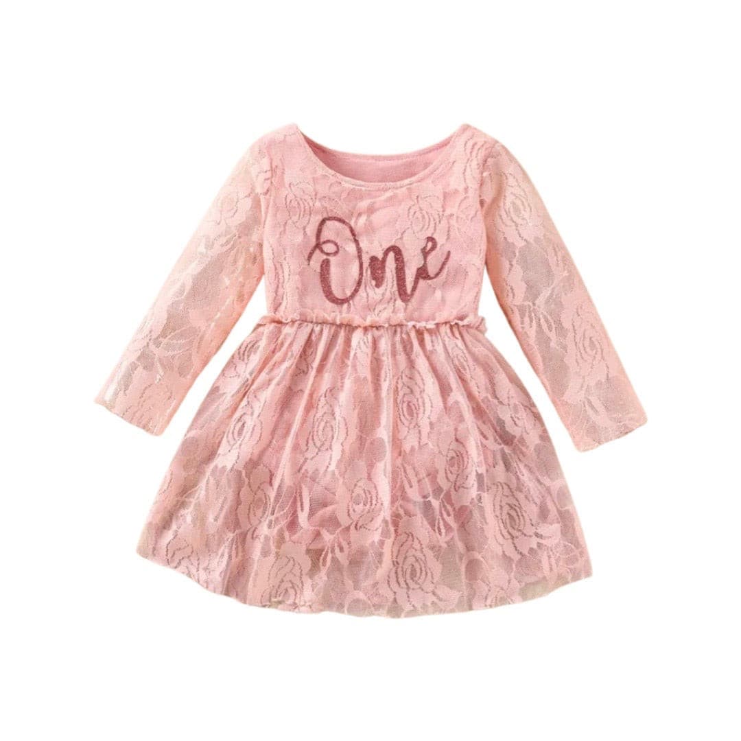 Girls First Birthday Party Romper Dress - Lace