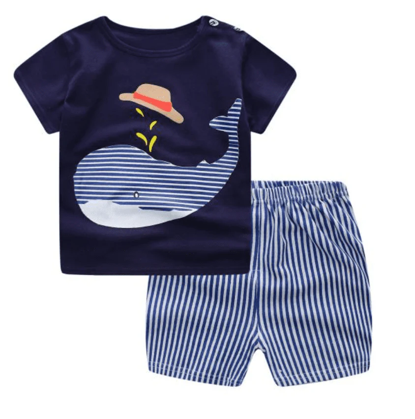 Blue Whale - Boys Cotton Printed T-Shirt & Shorts Set