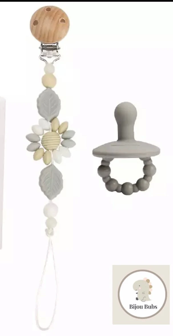 Daisy - Baby dummy clip & Dummy Set , BPA free silicone