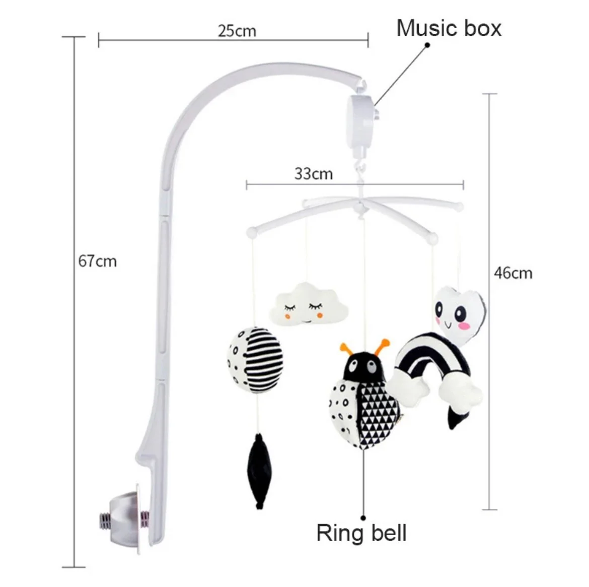 Newborn baby mobile gift, Newborn baby sensory mobile, Black & White baby mobile, Monochrome baby toy, New parent gift, Newborn sensory gift