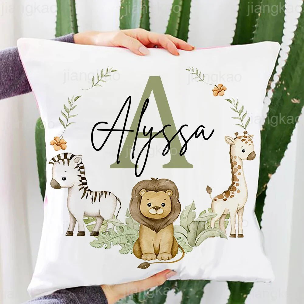 Personalized Baby Name Pillow - Animal with Name Pillow Case , Nursery Decor