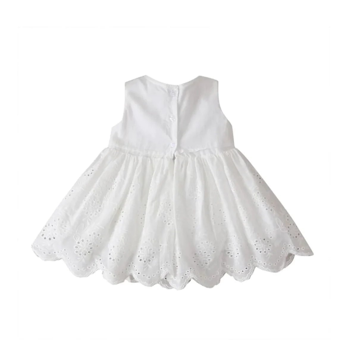 Alissa Scallop Edge Dress - White
