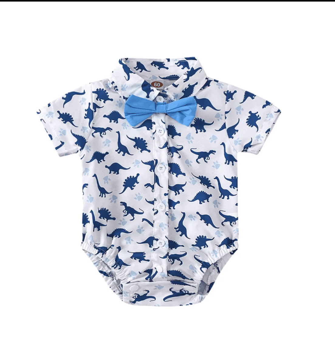 Baby Boy Dinosaur Romper + Bow tie - Blue