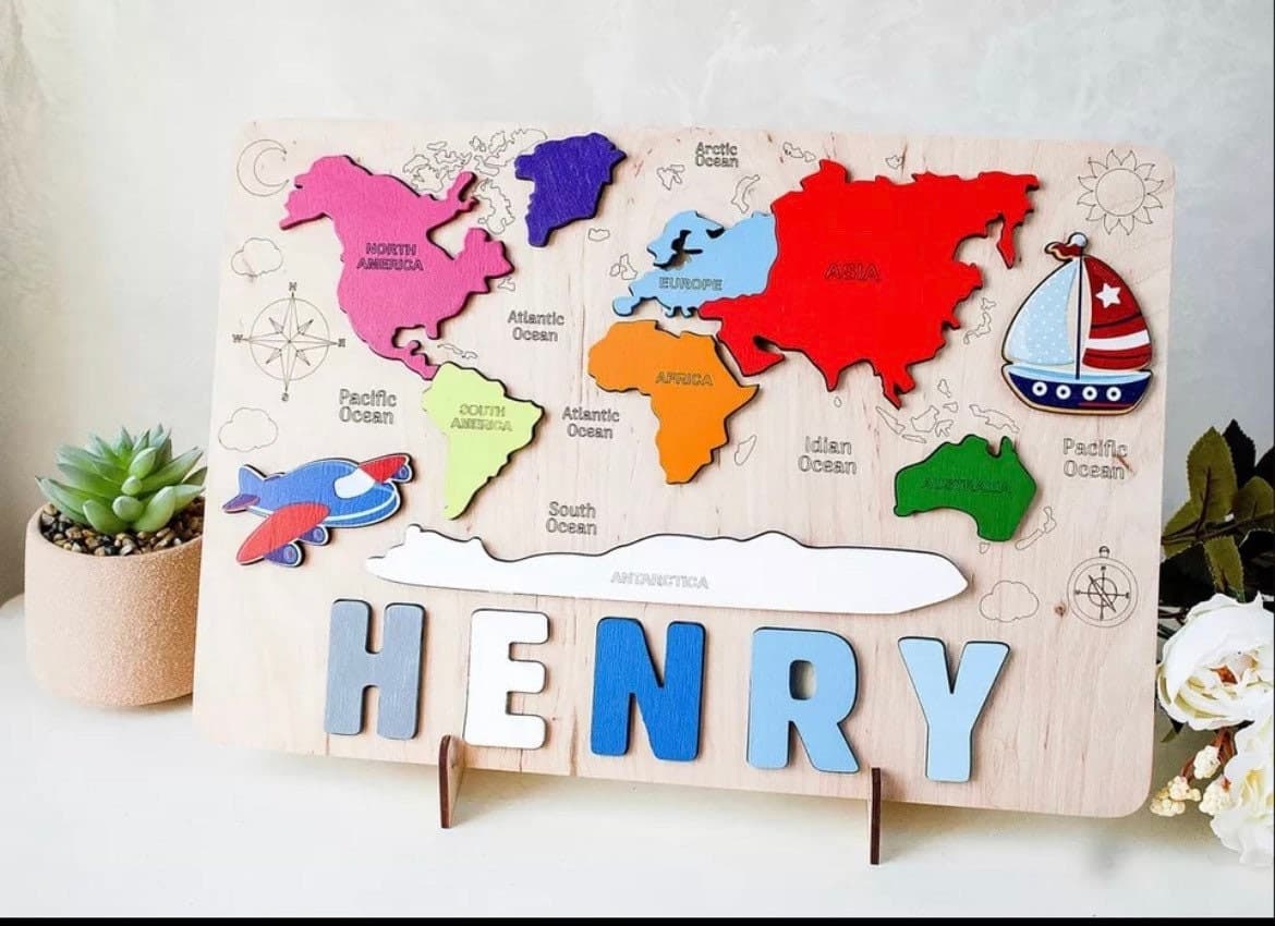Wooden Name Puzzle Toy  - personalised Montessori gift