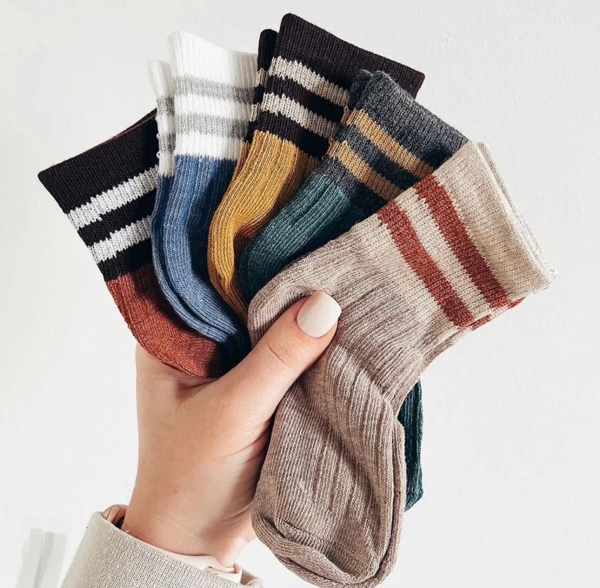 Boys Ribbed Stripe Crew Socks - 5 Pack