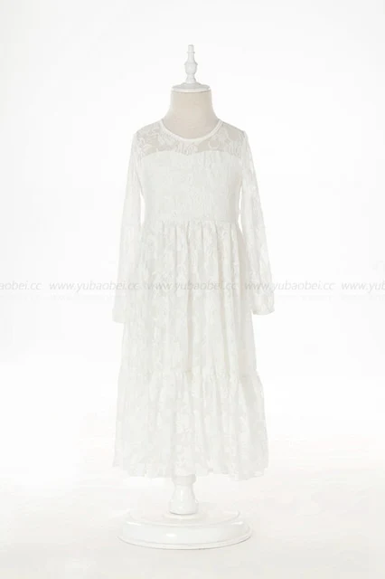 Jasmine - Christening Dresses Long Sleeve Baby Girl White Flower Girl Dresses