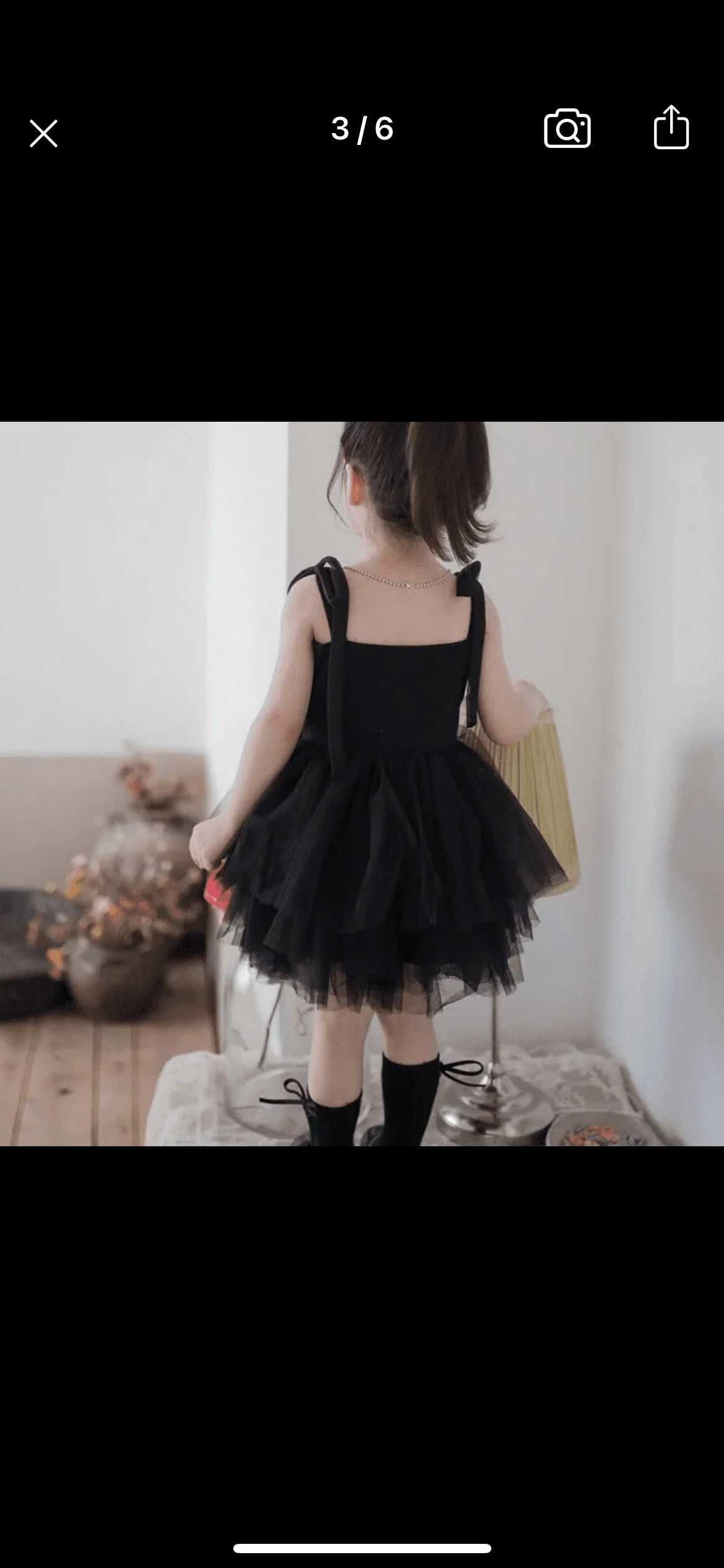 Tulle Layer Dress with Glitter Bow - Black