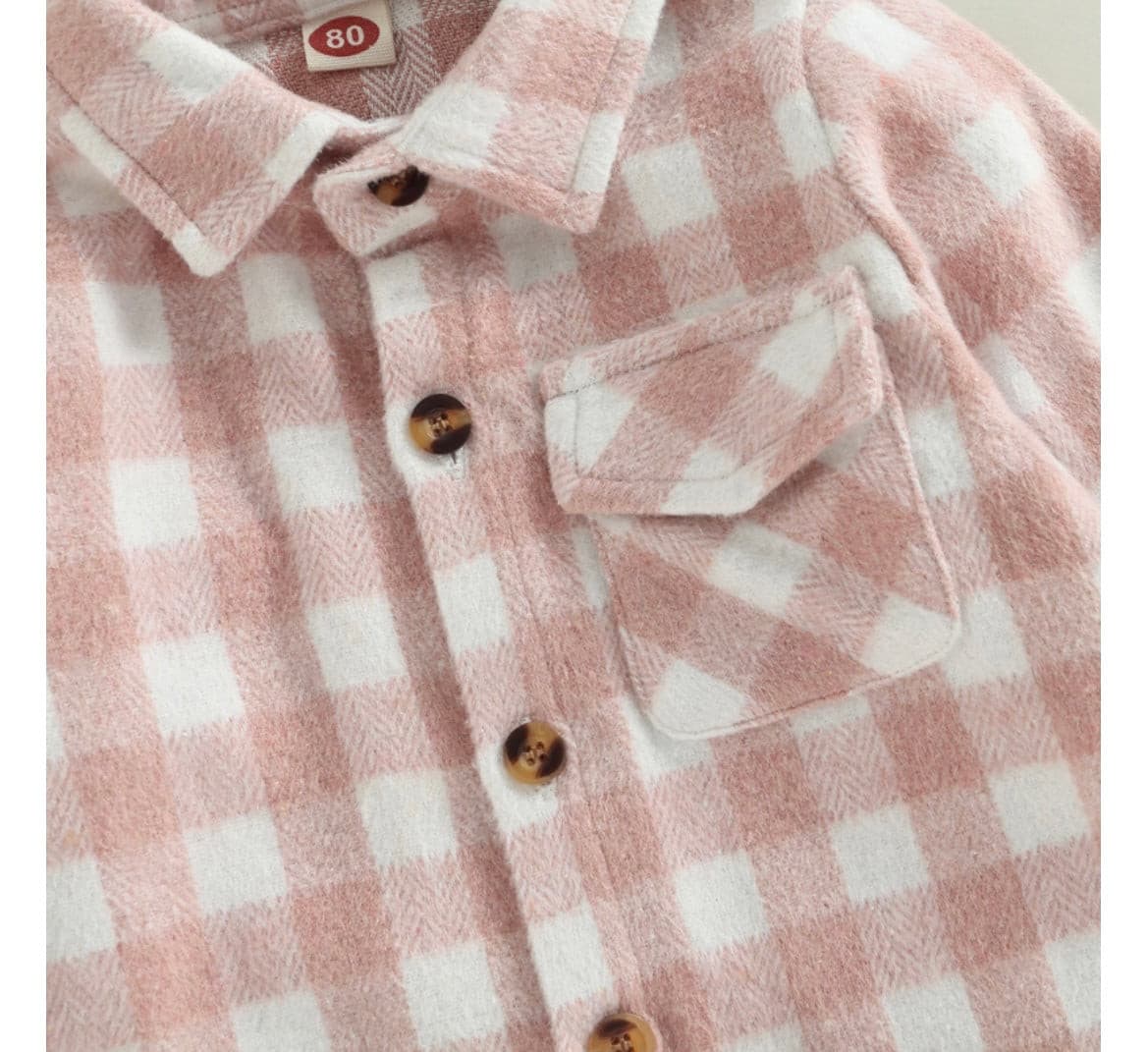 Girls Plaid Cotton Shirt - Pink Check