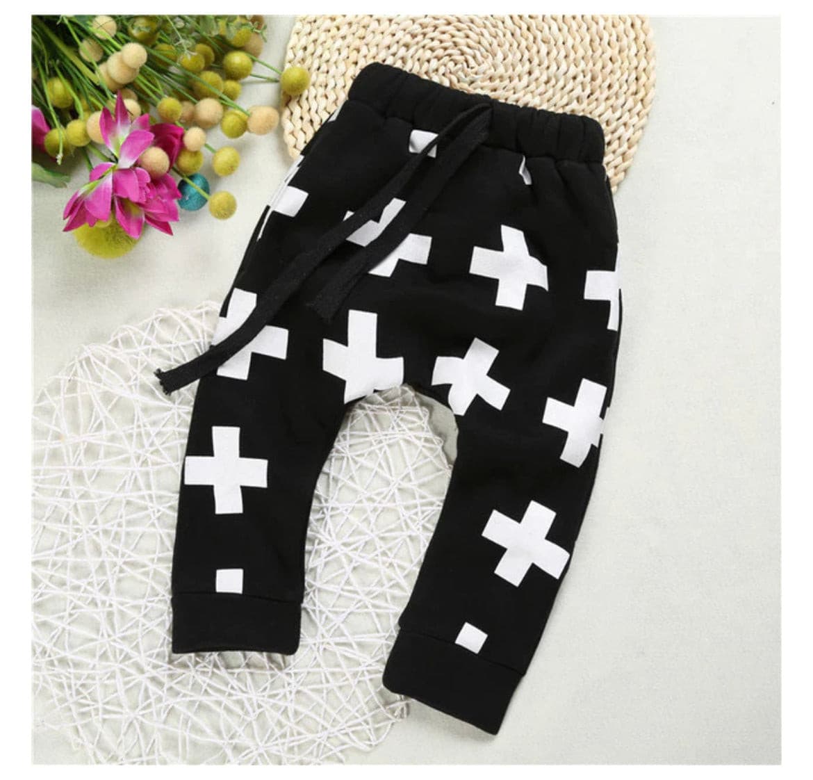 Baby Cross Harem Pants - Black