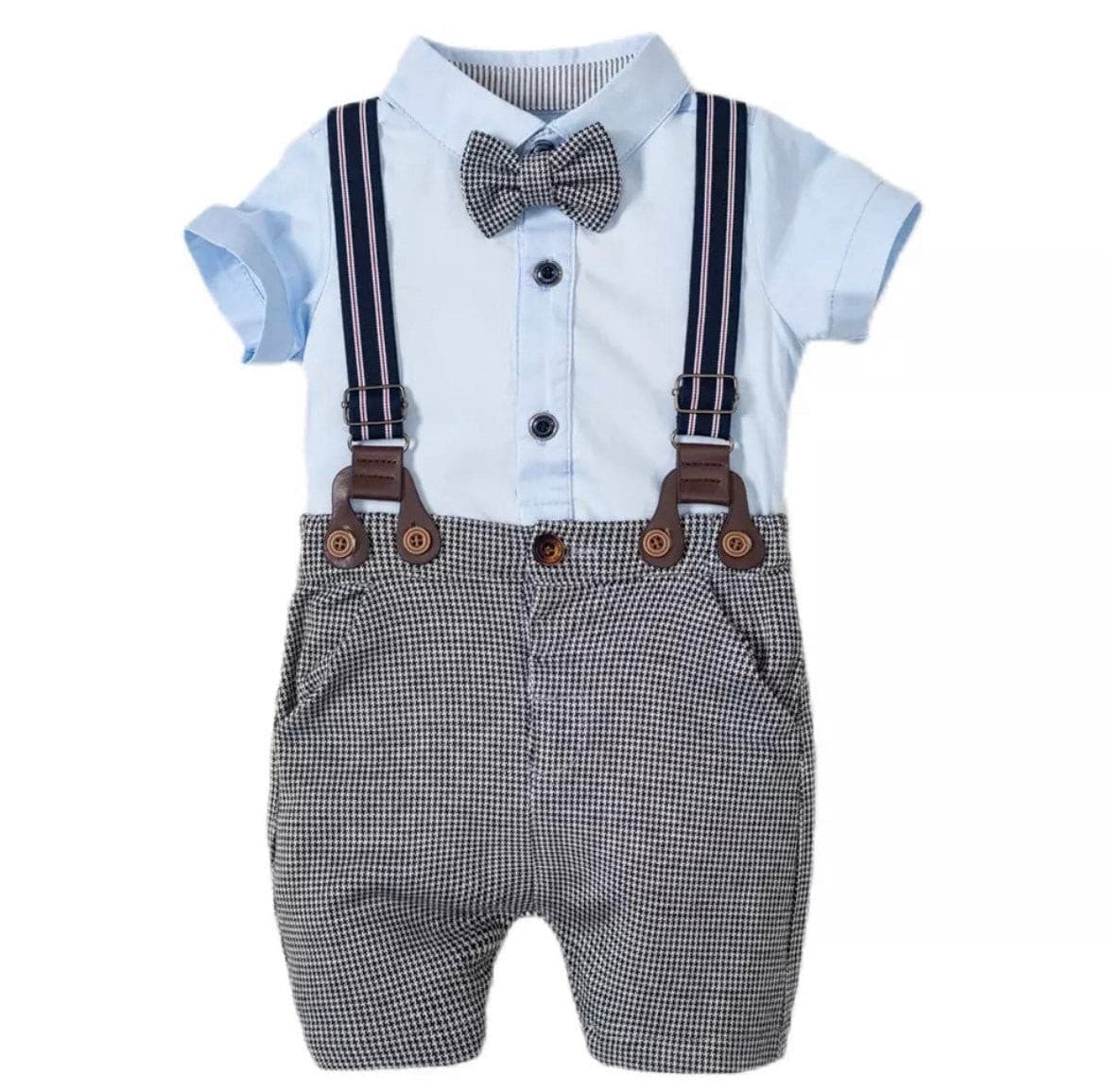 Venice - Baby Boy Summer Suit Set with Shorts + Bowtie + Suspenders