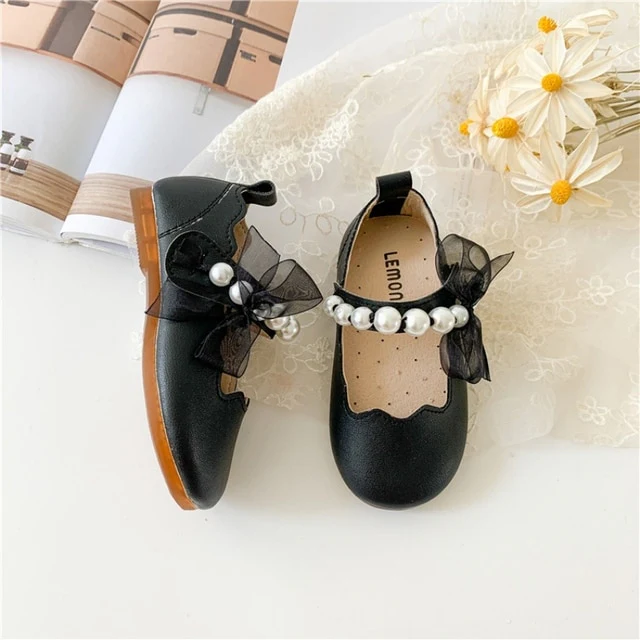 Black Pearl - Girls Party Shoes , Girl Princess Shoes, Flower Girl Shoes