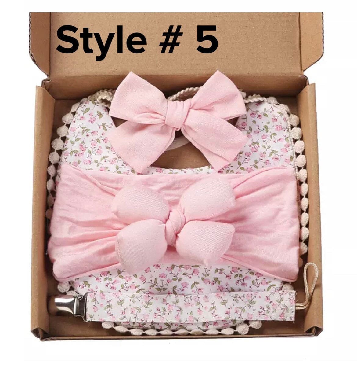 Baby Shower Gift Box 3 Piece Set with Bib & Bow Headband
