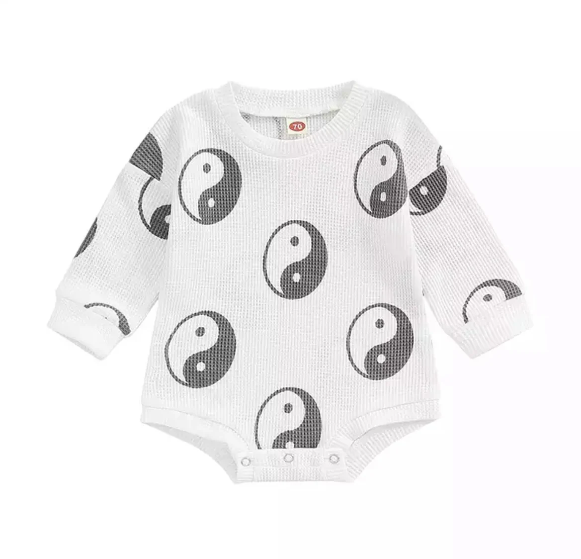 Ying Yang Waffle Romper - Grey