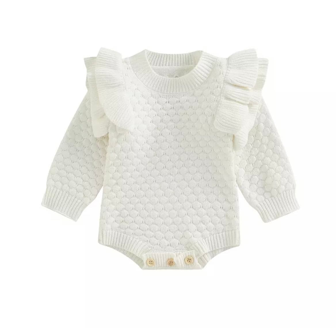 Bindi - Girls Knitted Ruffle Sleeve Romper