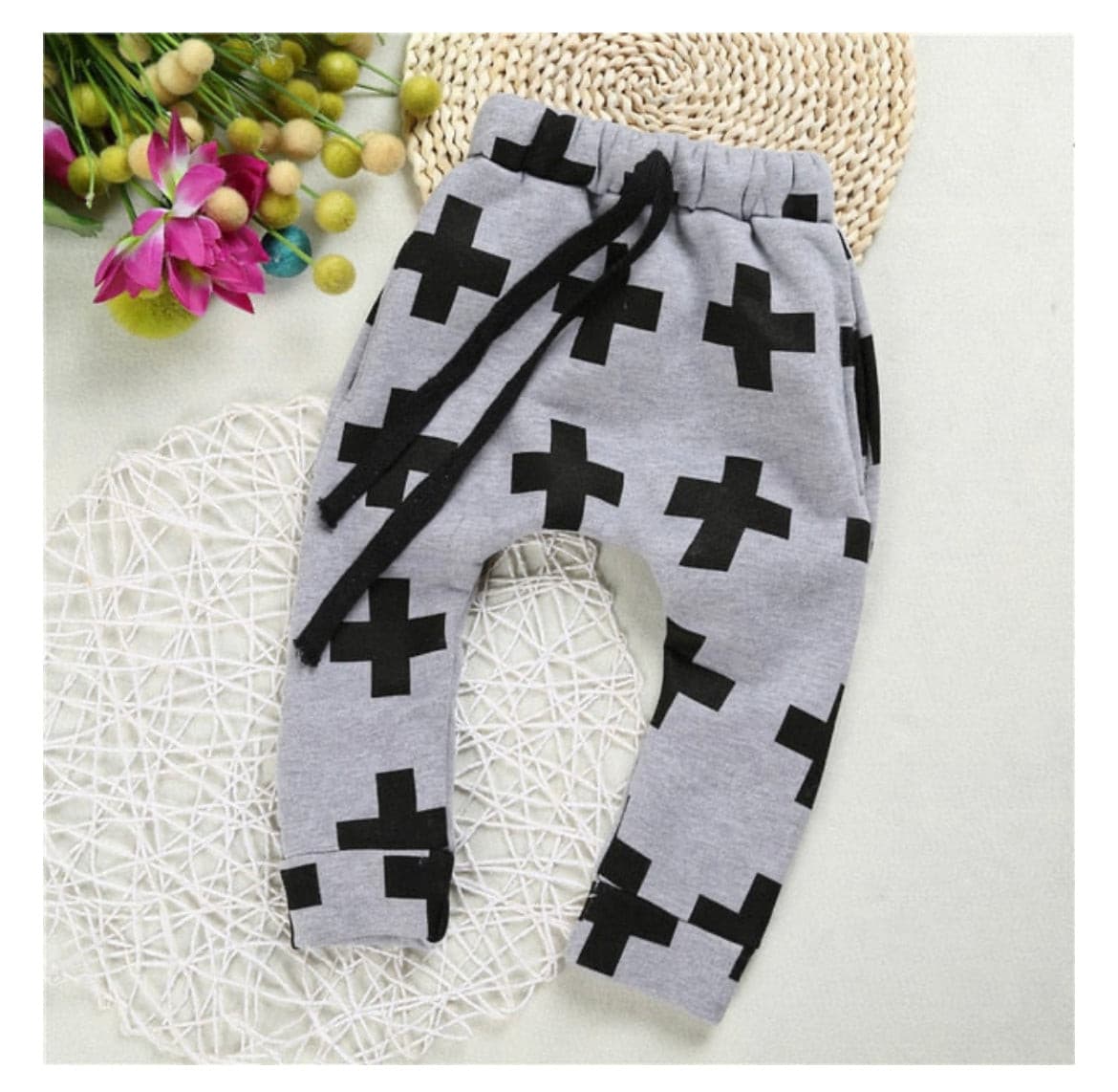 Baby Cross Harem Pants - Grey
