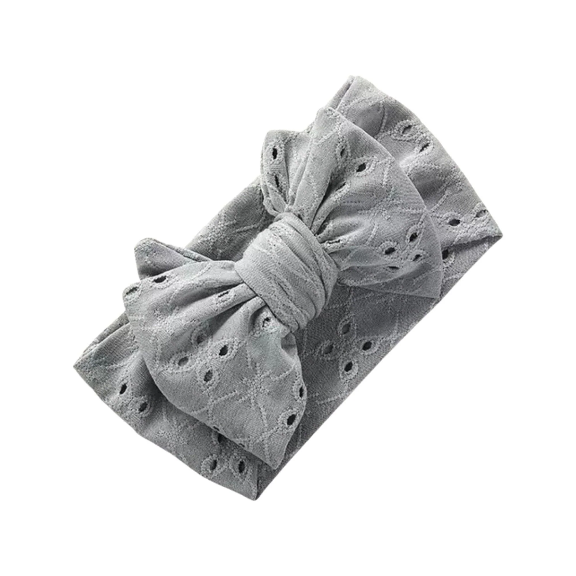 Baby Top Knot Double Bow Headband �?Grey