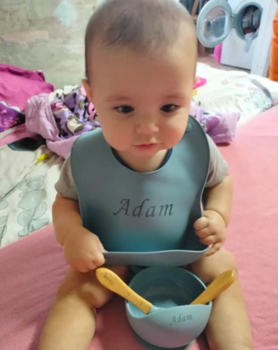 Personalised Baby Silicone Feeding Set, Personalised Spoon and Fork Set/ Toddler Feeding Set/ BPA Free - Eco Friendly - Baby weaning spoon