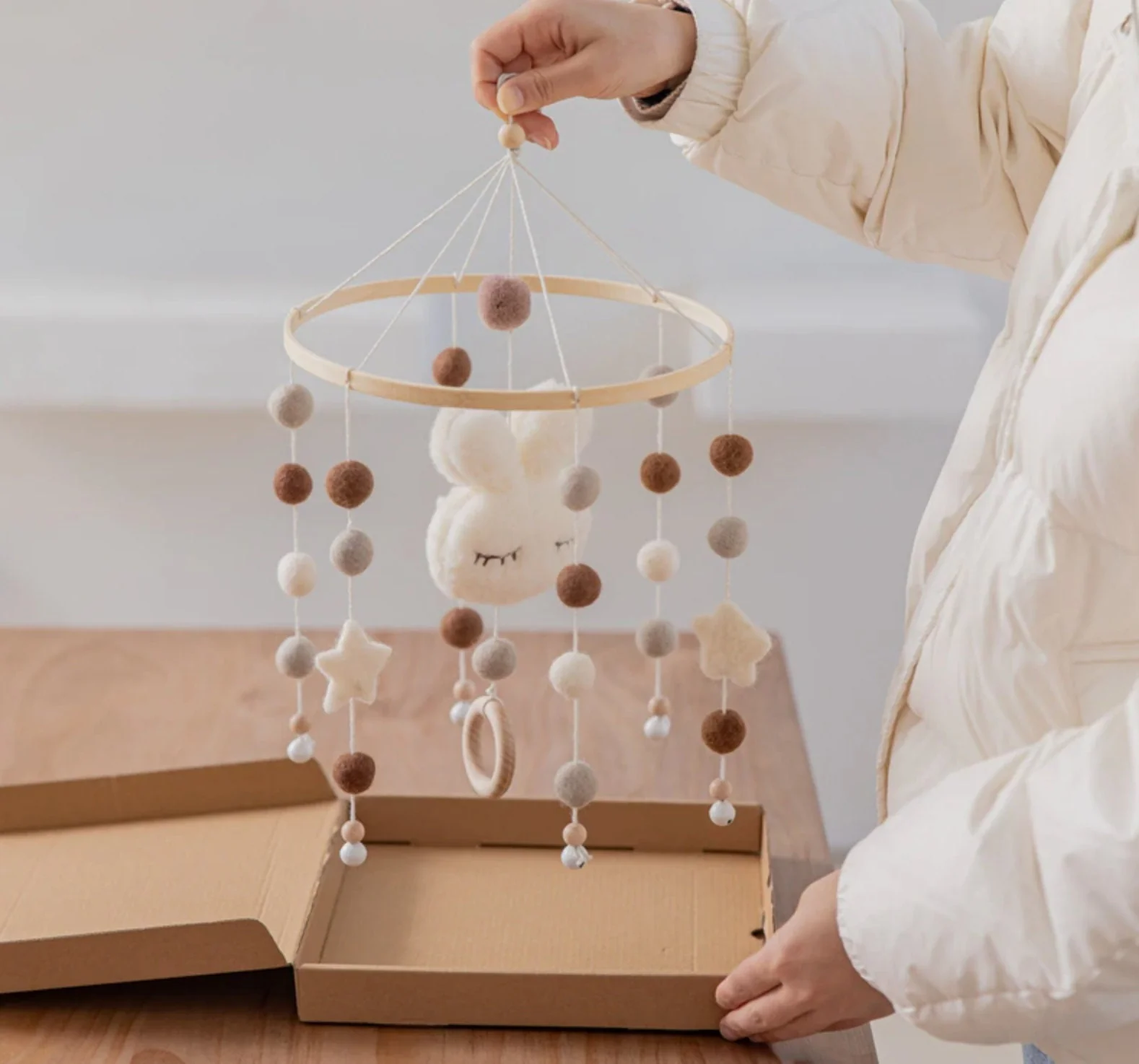Felt Cloud  Neutral Baby Mobile for Nursery