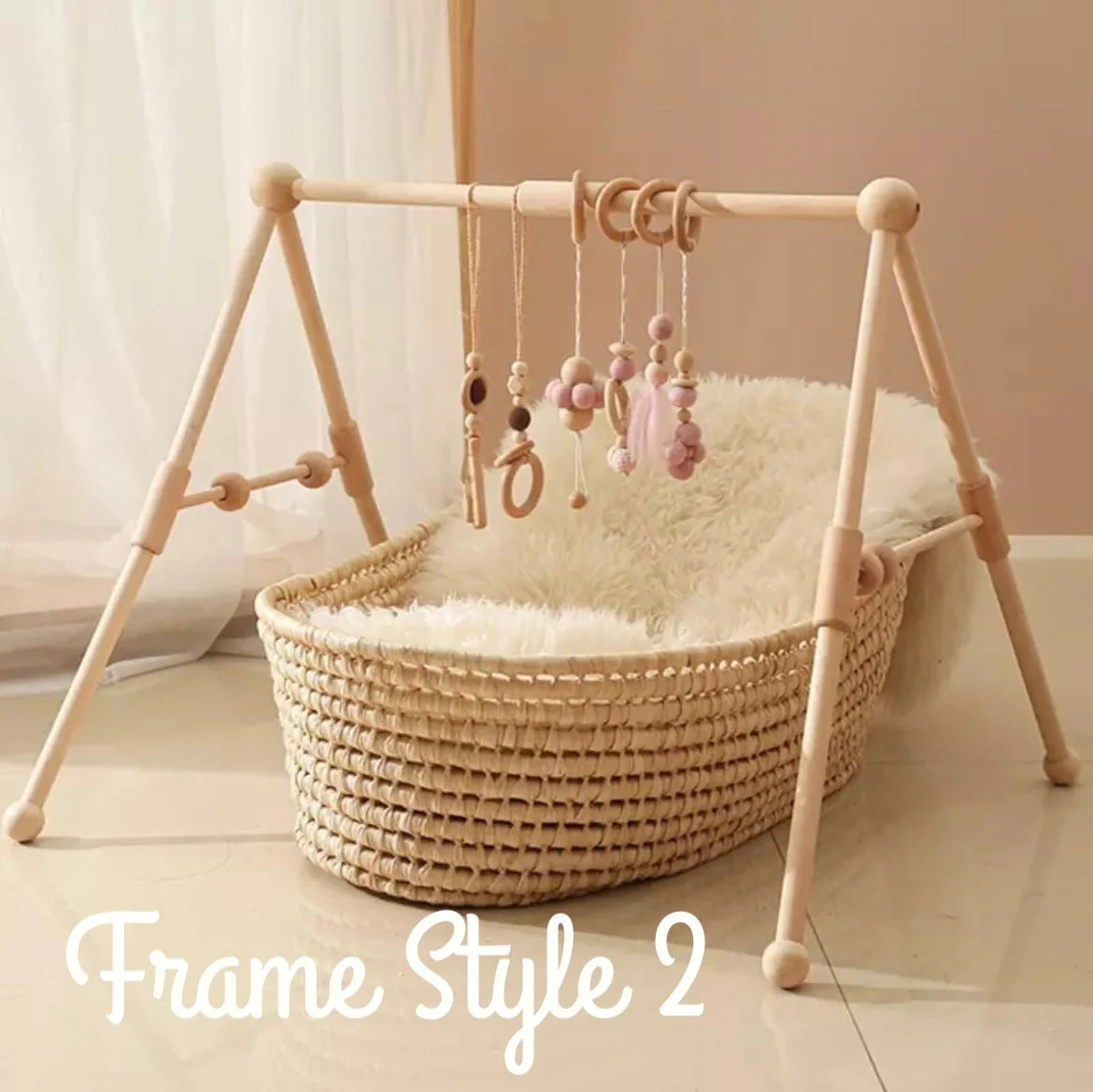 Wood Baby Gym & Toys - Leaf Baby Gym Toys - Wood Play Gym and Toys ,Wooden play toys,  Natural wooden Montessori toys, Baby Gym Hanging Toys