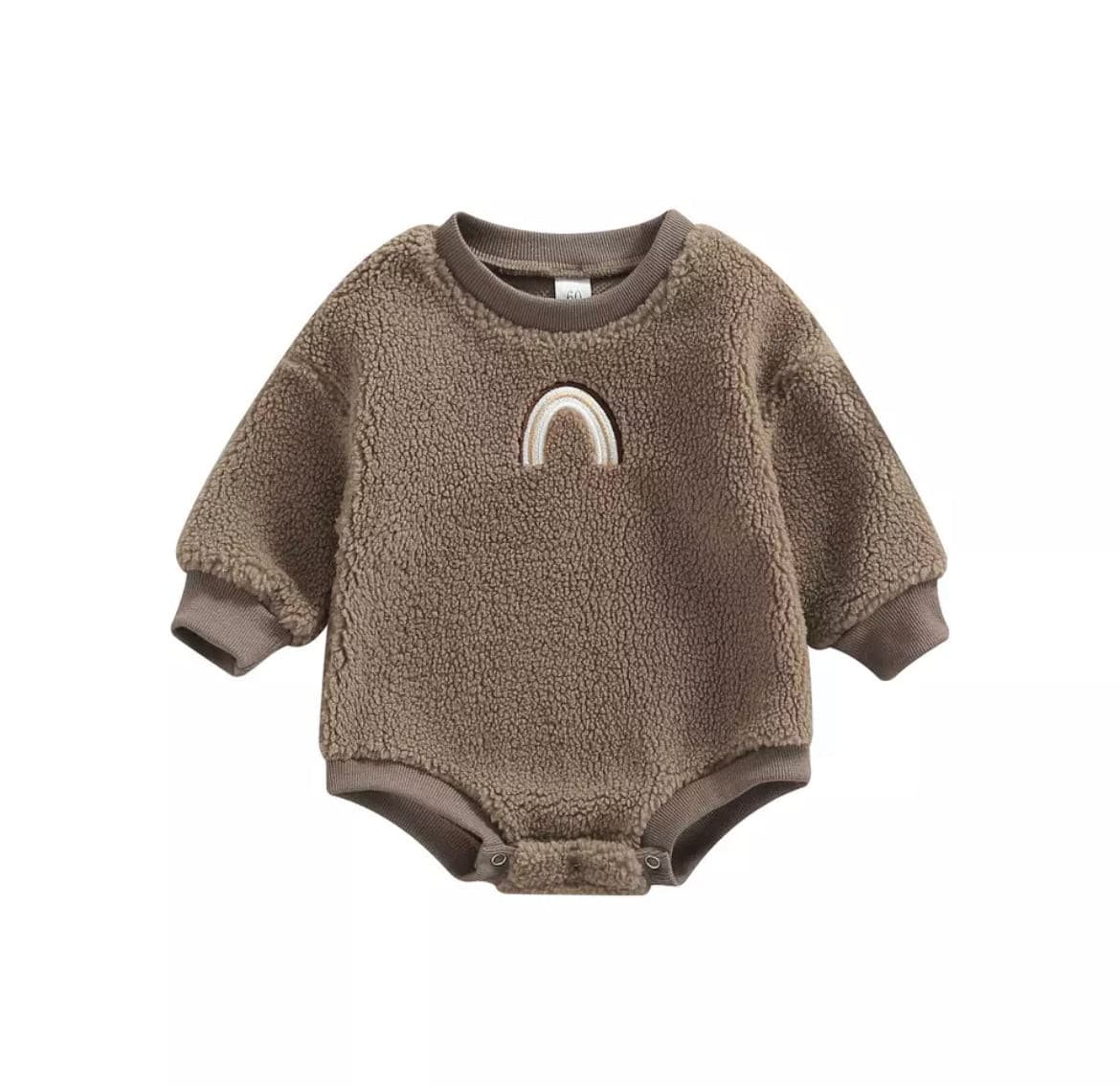 Sherpa Rainbow Sweater Romper - Taupe