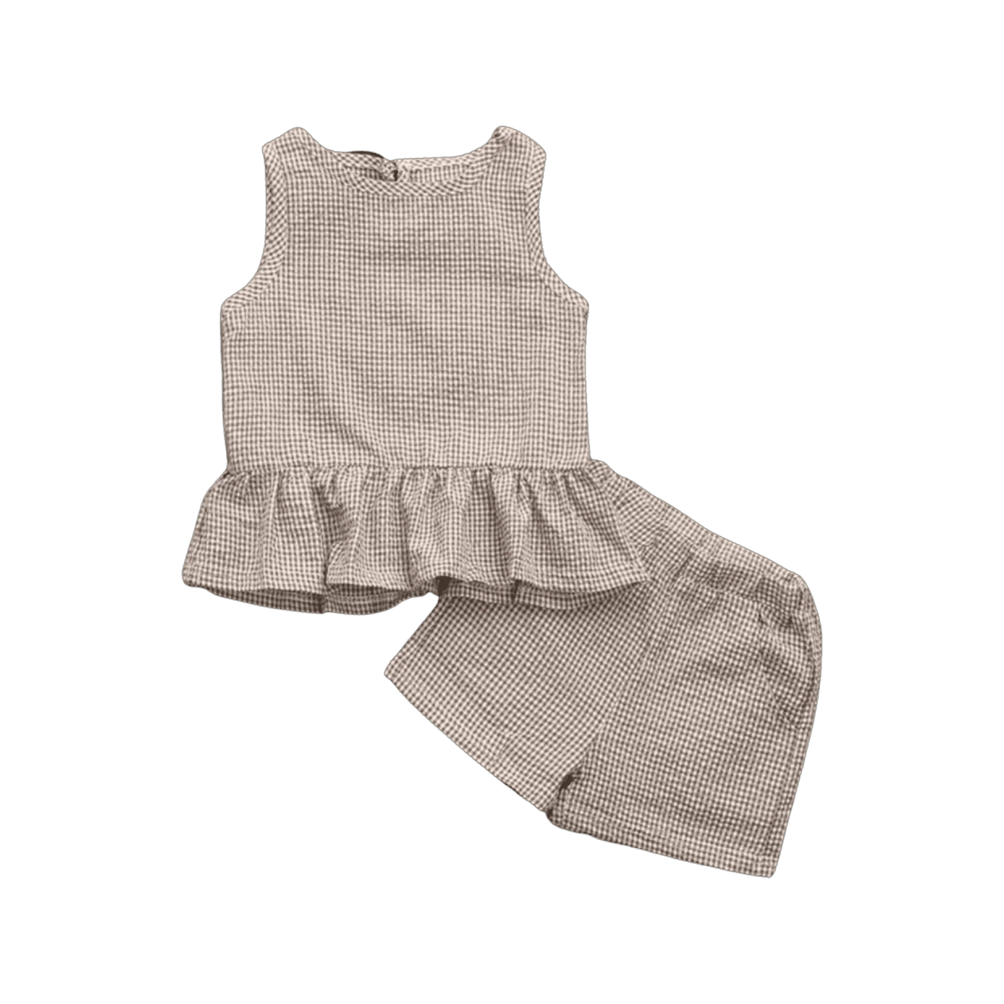 Girls Gingham Set - Natural