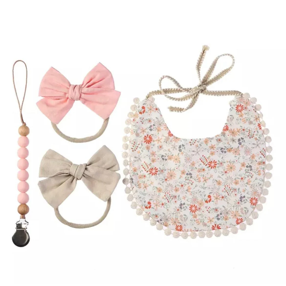 Baby Shower Gift Box 3 Piece Set with Bib & Bow Headband