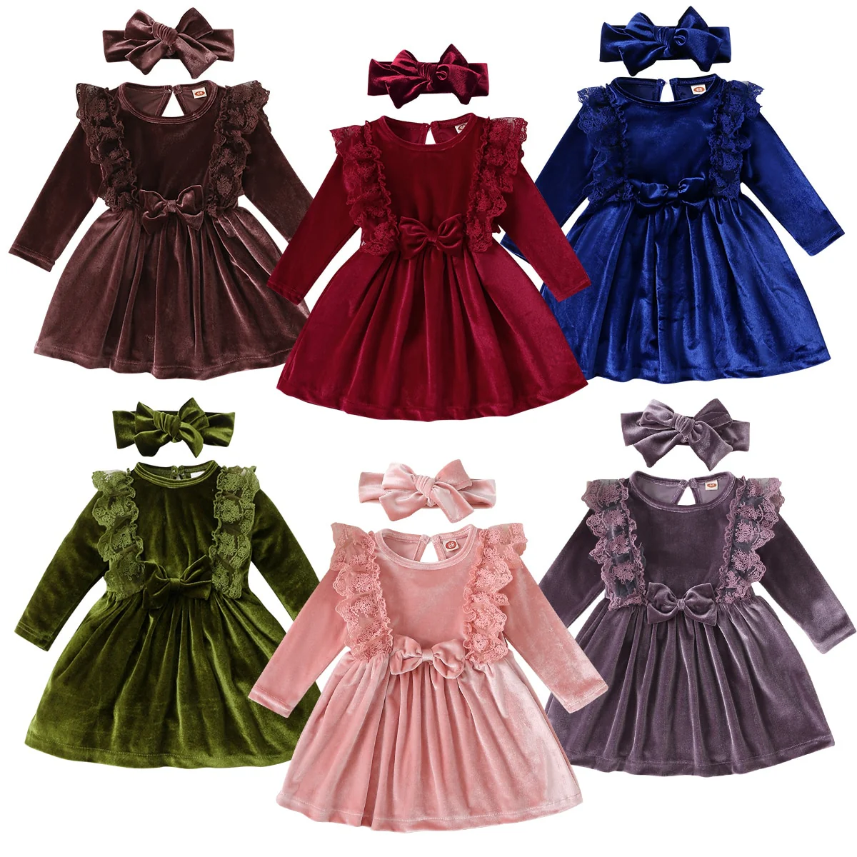 Velvetine - Winter Girls Velvet Dress Set