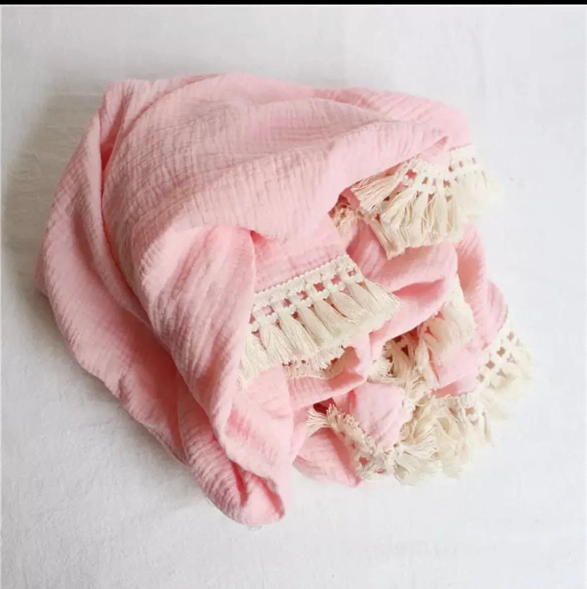 Personalised Baby Blanket in Muslin with Tassels