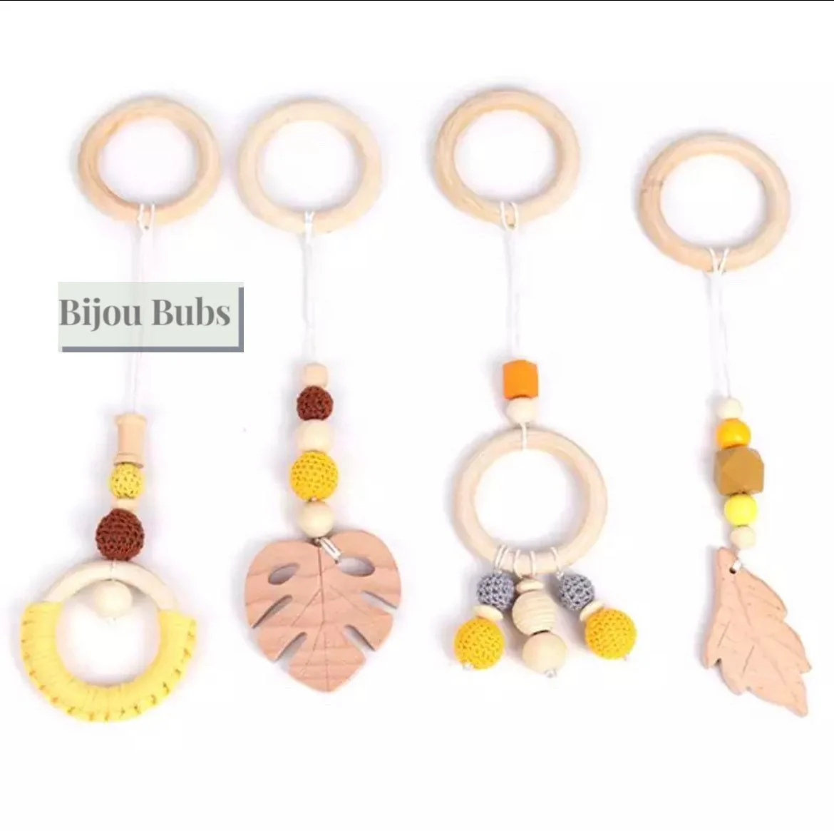 Wood Baby Gym & Toys - Leaf Baby Gym Toys - Wood Play Gym and Toys ,Wooden play toys,  Natural wooden Montessori toys, Baby Gym Hanging Toys