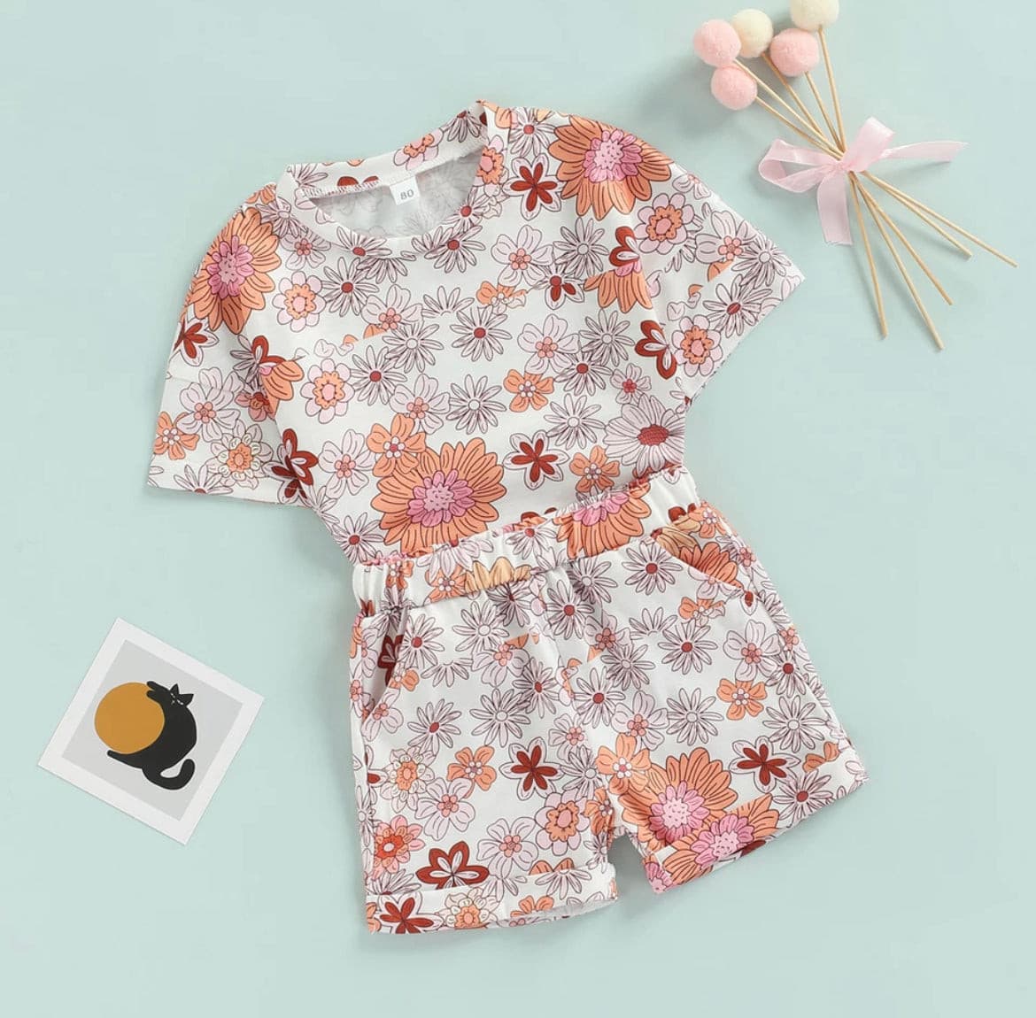 Nina - Floral Lounge Tee & Shorts Set