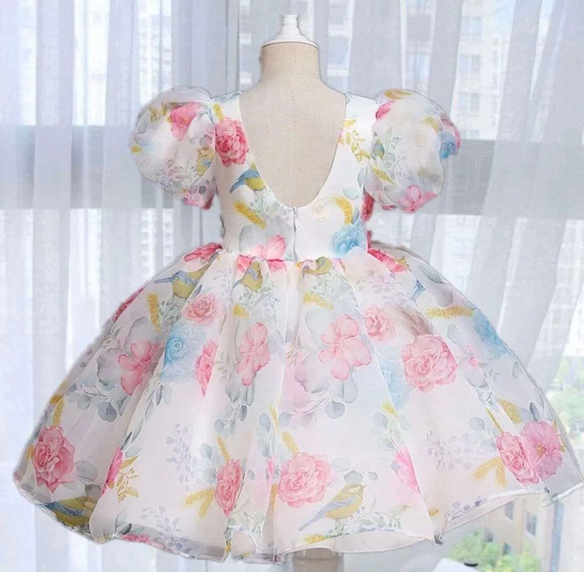 Floral Puff Sleeve Party Dress