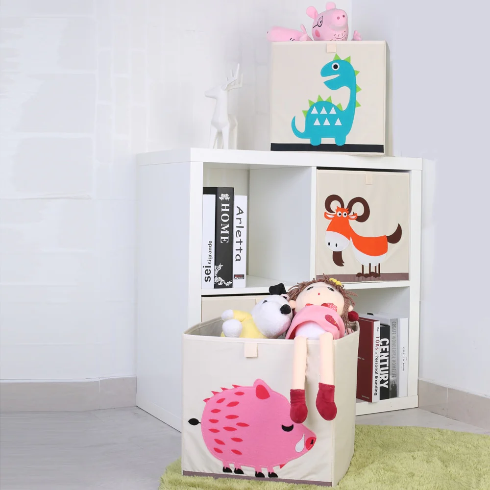 Liddy - Neutral Storage Toy Box for Kids - Folding Animal Toy Storage Cube