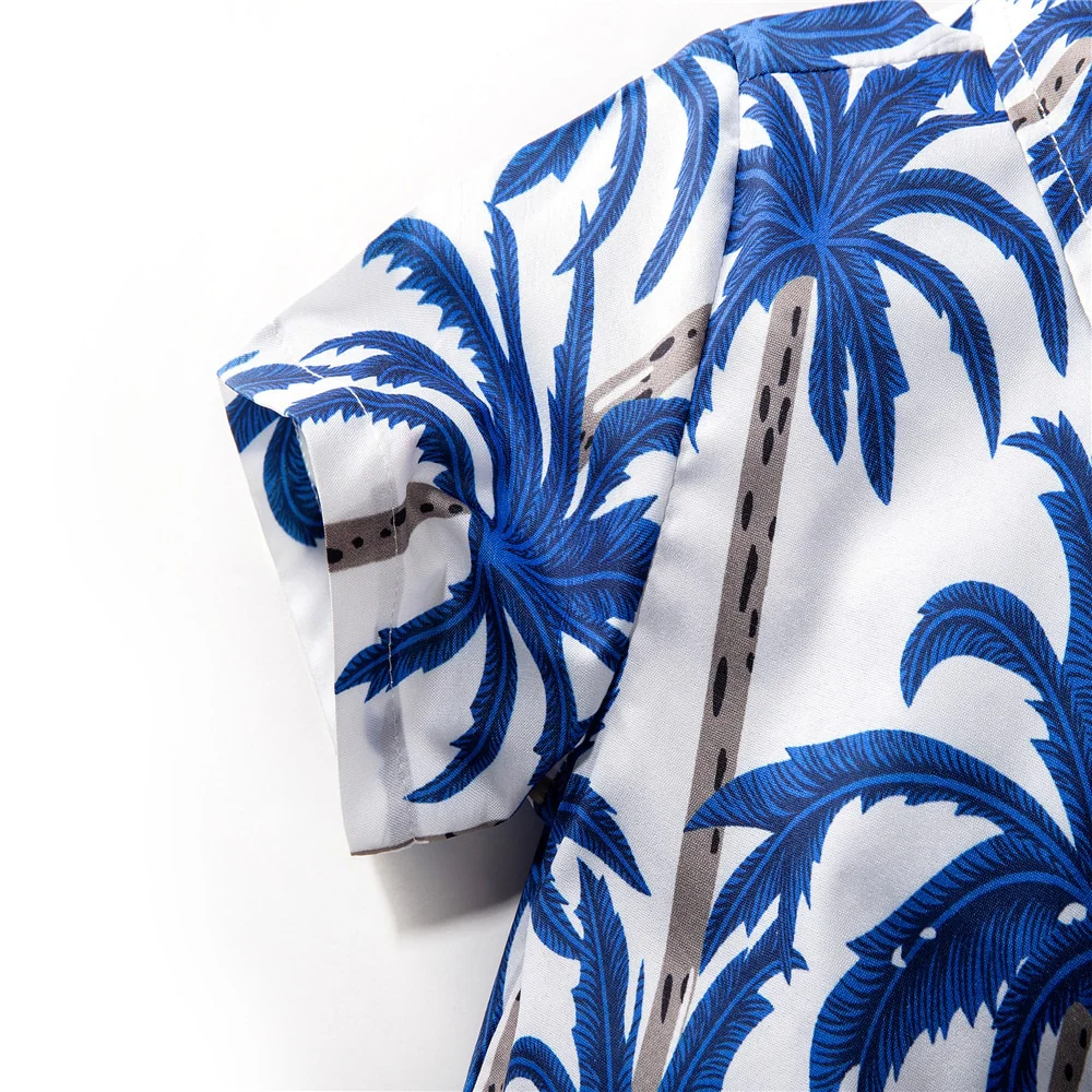 Blue Palms - Boys Blue Palm Tree Print Shirt and Shorts Set