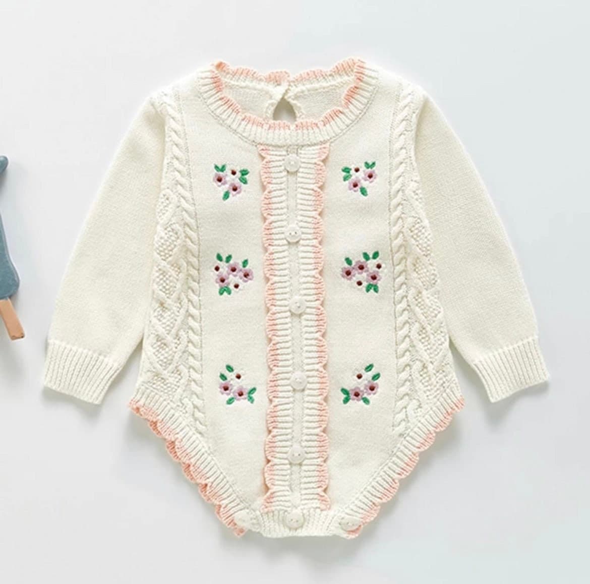 Emmaline Baby Girls Embroidered Cardigan Romper