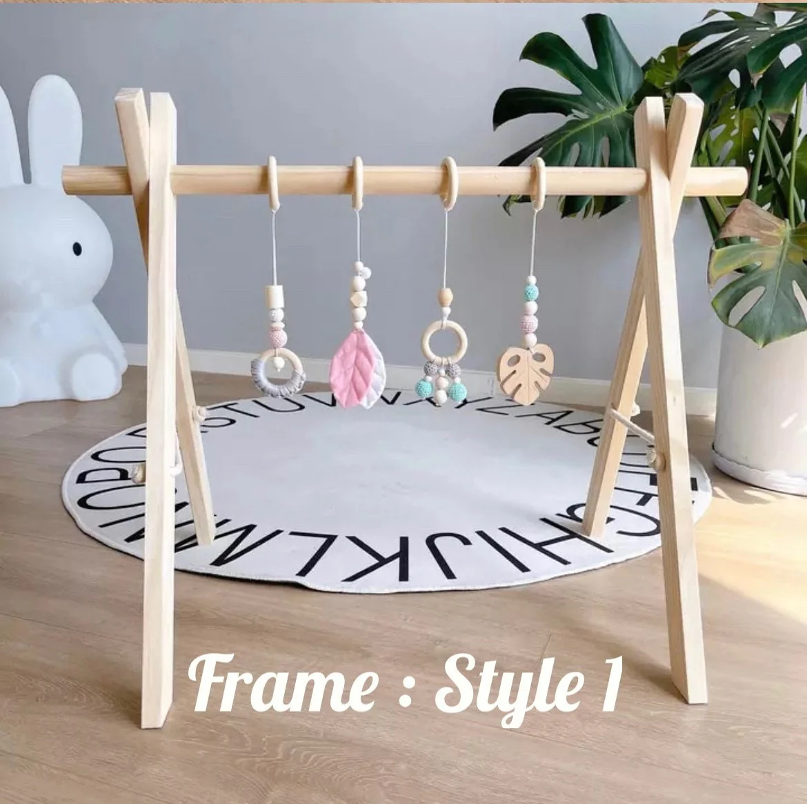 Wood Baby Gym & Toys - Leaf Baby Gym Toys - Wood Play Gym and Toys ,Wooden play toys,  Natural wooden Montessori toys, Baby Gym Hanging Toys