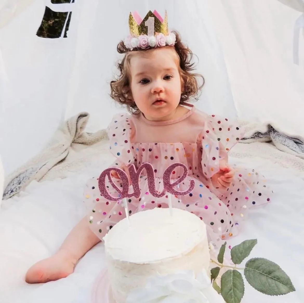 Girls Confetti Dress - Dusty Pink