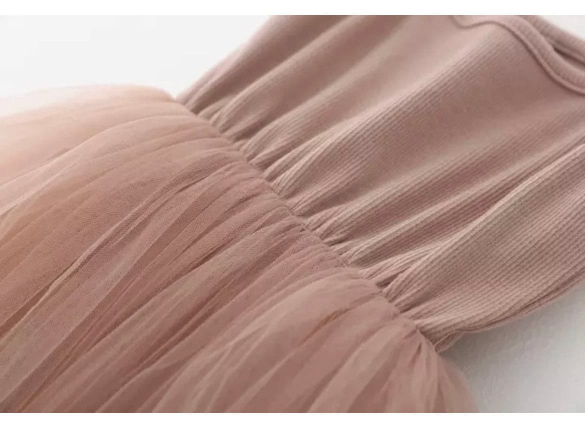 Mila - Dusty Pink Singlet Dress with Tulle Tutu