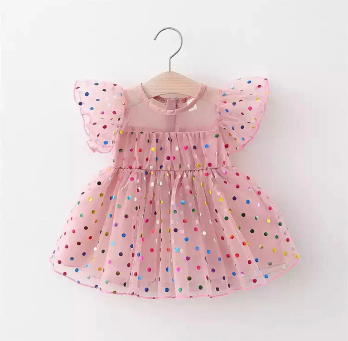 Girls Confetti Dress - Baby Pink