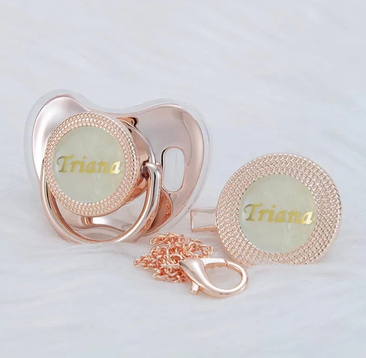 Personalized Dummy, Personalized Pacifier,  Gold & Pearl Custom Pacifier Personalized, Rose Gold Pacifier, Dummy bling, Baby bling personal