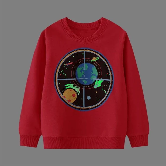 Dino Lit - Glow In The Dark Dinosaur Crew Neck Sweater- Boys Dinosaur Jumper